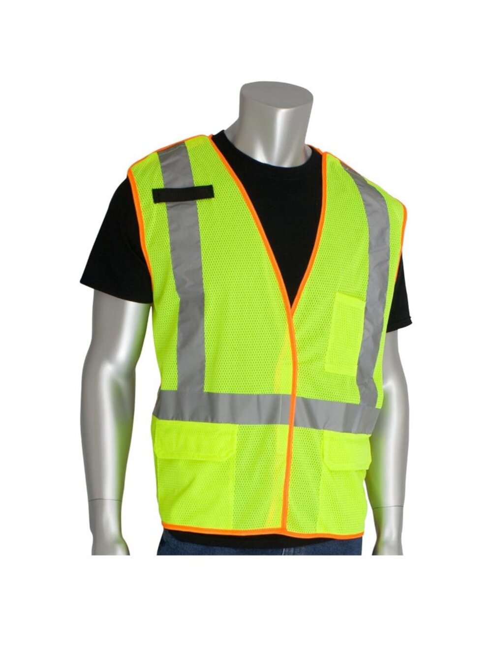 PIP Hi-Vis Safety Vest ANSI Class 2 Mesh Breakaway X-Back XL - 5 Pack